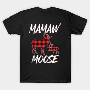 Red Plaid Mamaw Moose Matching Family Pajama Christmas Gift T-Shirt